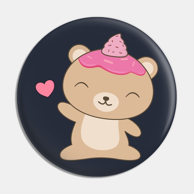 Kawaii Cute Bear T-Shirt Pin by happinessinatee