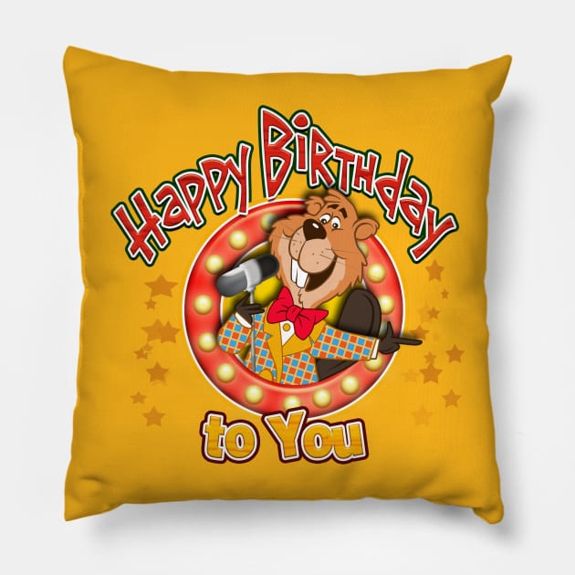 Happy Birthday Beaver announcer Pillow by richhwalsh