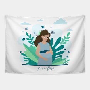 it's a boy! Pregnancy announcement illustration Tapestry