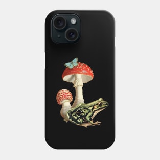 Frog Mushroom and Butterfly Composition, Cottagecore Aesthetic Toad, Cute Botanical Arrangement of Phrog Phone Case