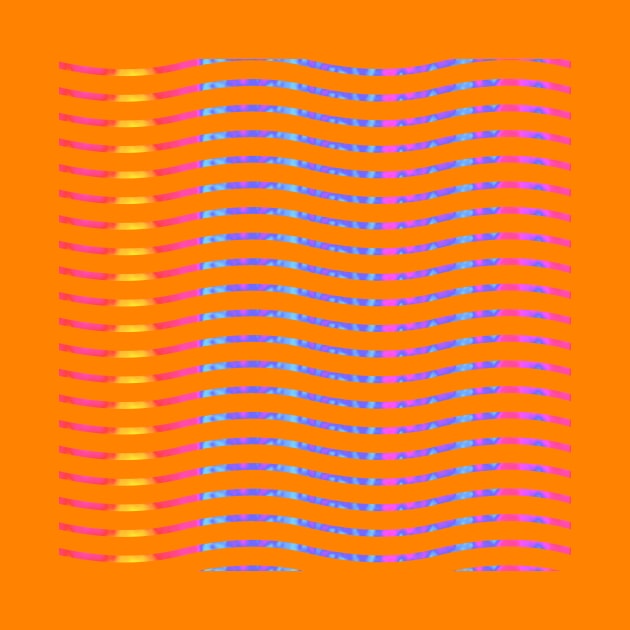 Wavy Lines Rainbow on Orange by ArtticArlo