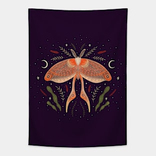 Wiccan witchcraft Moth and magic of night Tapestry