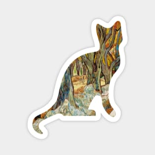 Cat Van Gogh Trees Magnet