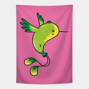 Green Hummingbird Flying #2, Kawaii Cute Tapestry