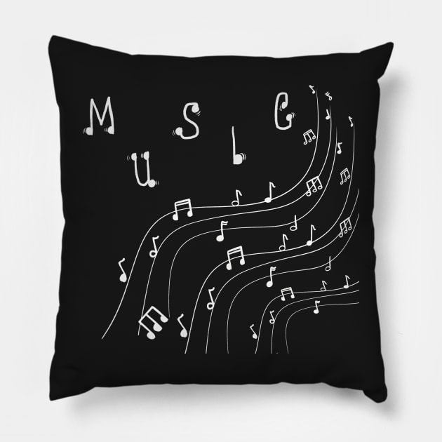 Music notes Pillow by Xatutik-Art