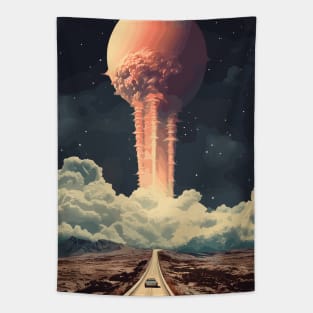 Something Wrong in Space Vintage Surreal Collage Art Tapestry