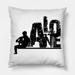 Alone guy siluet black and white Pillow