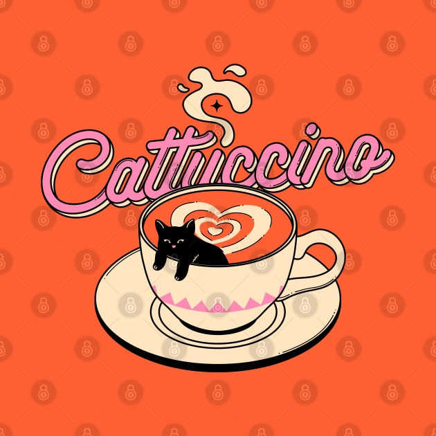 Cappuccino Black Cat in orange by The Charcoal Cat Co.