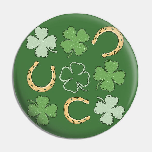 Western St Patricks Day Shamrock Irish Luck Horseshoes Country Pin by JDVNart