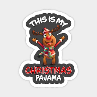 This Is My Christmas Pajama Happy Reindeer Family Matching Christmas Pajama Costume Gift Magnet