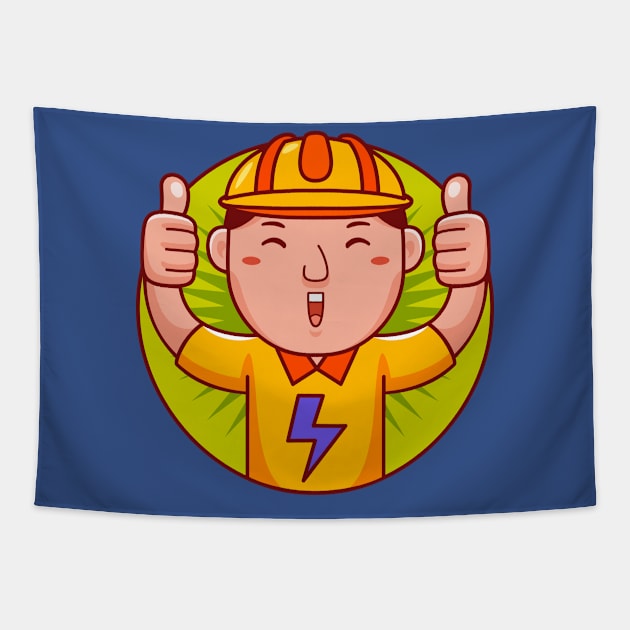 Electrician Man Tapestry by MEDZ