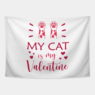 My Cat Is My Valentine Cute Cat's Feet Design For Couples Tapestry