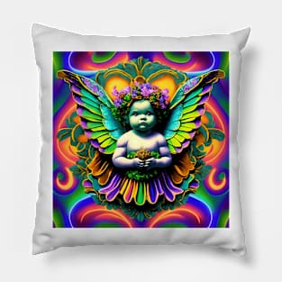 Cherub Angel Psychedelic Trippy Wings Pillow