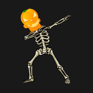 Funny Halloween Pumpkin Skeleton Dab T-Shirt