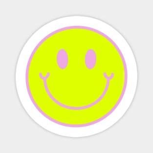 Neon Yellow and Pink Aesthetic Smiley Face Magnet