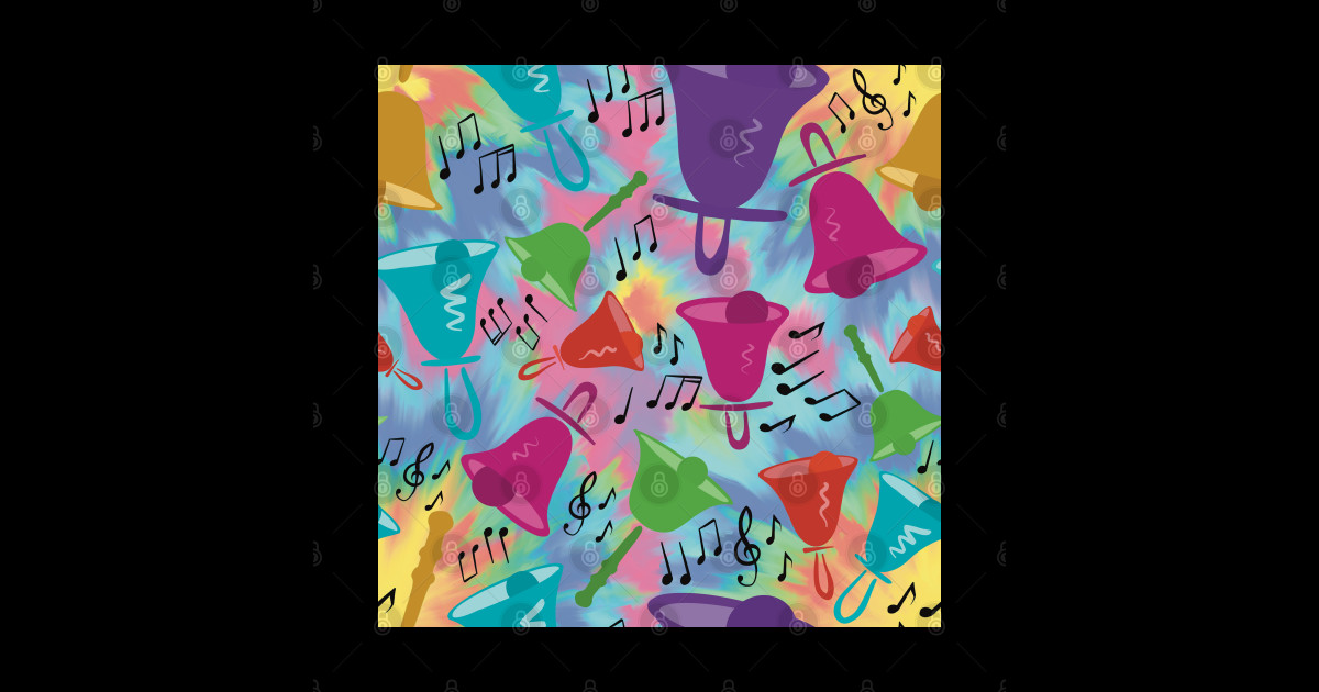 Colorful Handbells Tie Dye Pattern Handbell Pattern Sticker TeePublic