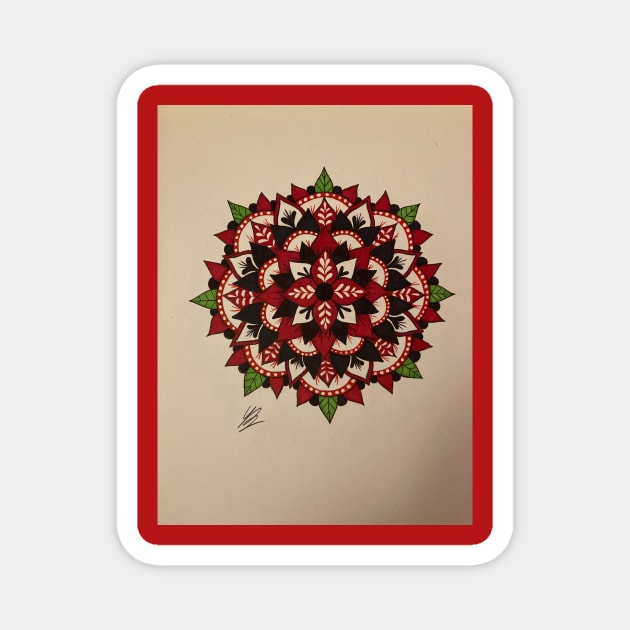 Red Mandala Magnet by Lana Rose Art