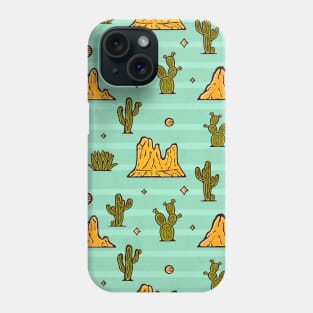 Western Cowboy Cactus Mountains Boho Retro Pattern Phone Case