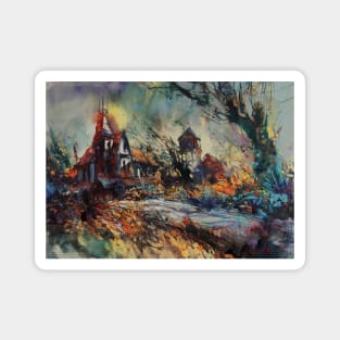 Halloween Road - Happy WATERCOLOR Halloween Magnet