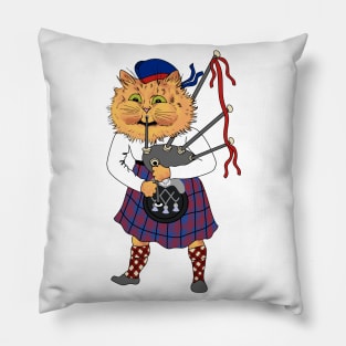 Scottish Bagpipe Playing Cat Pillow