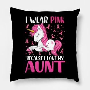 Unicorn Pink Ribbon Men I Wear Pink Because I Love My Aunt Breast Cancer Pillow