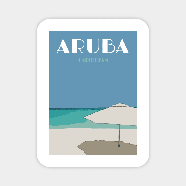 Aruba travel poster print Magnet by simplythewest