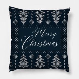 Black and White Ugly sweater Pattern Merry Christmas Pillow