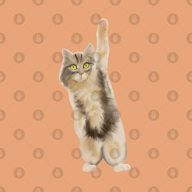 Cute cat with thé paw in the air by Mimie20