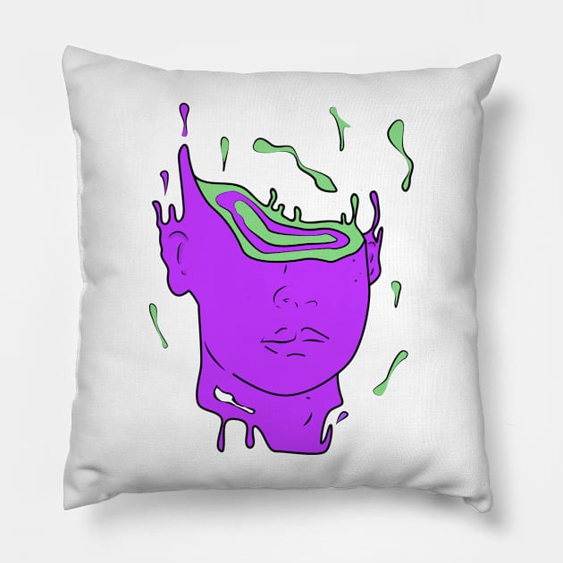 psychedelic abstract portrait (PURPLE) Pillow by chortlzdesigns