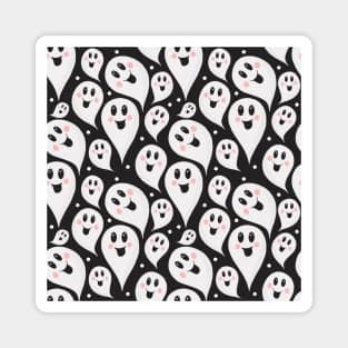 Black And White Halloween Ghosts Pattern Magnet