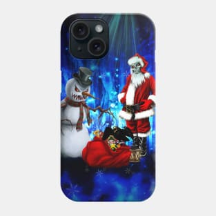 Dark christmas time with creepy Santa Claus and snowman Phone Case