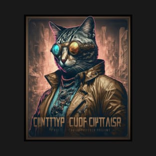 Cyber detective cat portrait wearing glasses T-Shirt