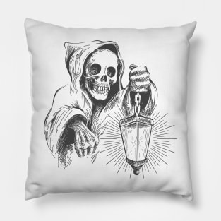 Death in a Hood with Lantern. Pillow