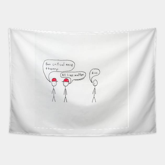 Kiss (white background) Tapestry by doodlesmarkus