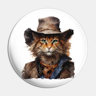 Orange Cat Cowboy Pin