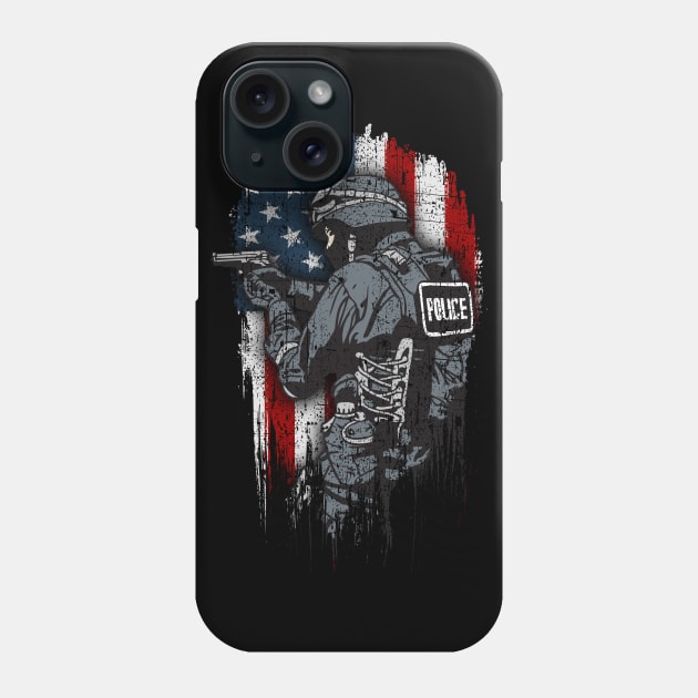 Police American Flag SWAT Cop Law Enforcement Phone Case by RadStar