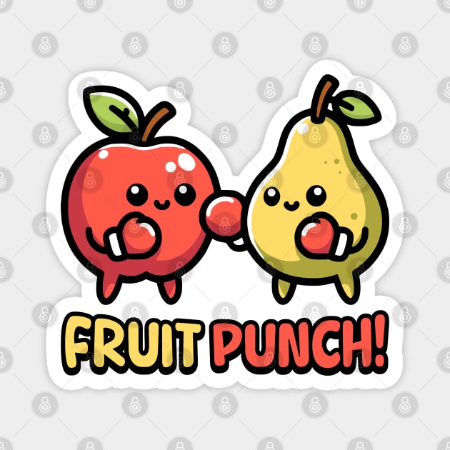 Fruit Punch! Cute Boxing Fruit Pun Cartoon Magnet by Cute And Punny