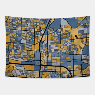 Plano Map Pattern in Blue & Gold Tapestry