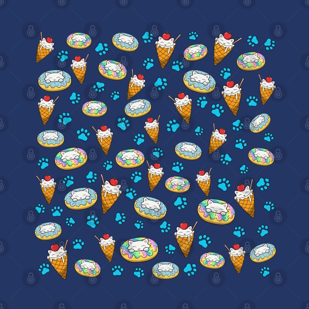 Cat, ice cream and donuts pattern by Purrfect