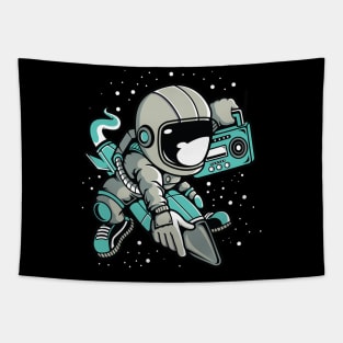 Astronaut Flying with Rocket Tapestry