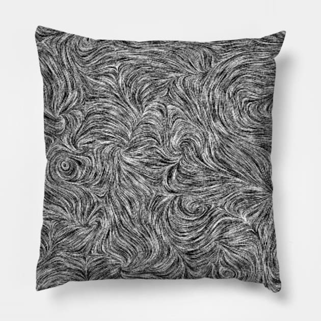 Black and White Swirl Pattern Pillow by BBQWings