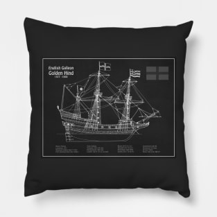 Golden Hind or Golden Hinde. Francis Drake Ship - PDL Pillow