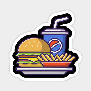 Fast Food Burger Frech Fries And Coke Illustration Magnet