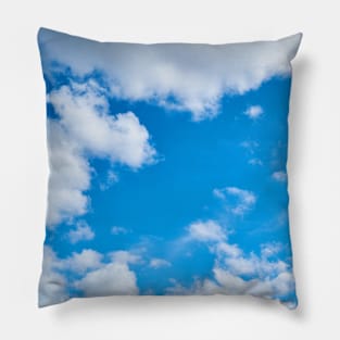 SCENERY 63 - White Cloud Blue Sky Daylight Pillow