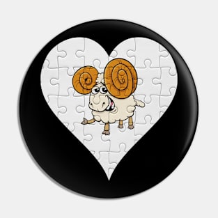 Jigsaw  Sheep Heart Design - Farm Animals Sheep Pin