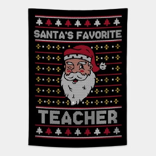 Santa's Favorite Teacher // Funny Ugly Christmas Sweater // School Teacher Holiday Xmas Tapestry