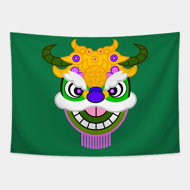 CNY: GREEN LION HEAD Tapestry by cholesterolmind