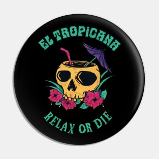 El Tropicana Tropical Skull Cocktail Pin