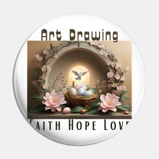 Art drawing: Faith hope love Pin