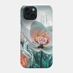 White Cyberpunk Flowers Phone Case